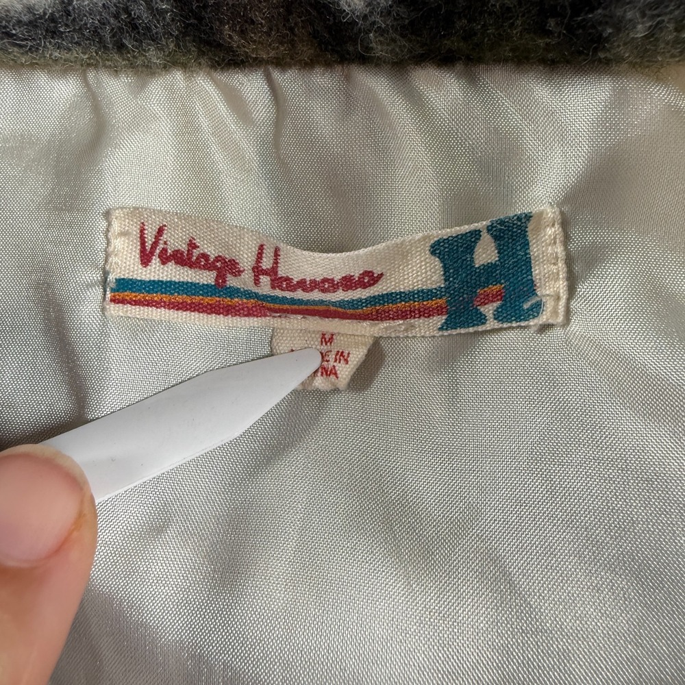 Vintage Havana Denim and Plaid Jacket‎ Womens Medium Blue Denim Button Front - Picture 3 of 6
